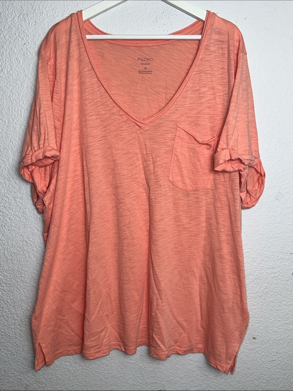 Pilcro The Quinn Shirt Short Sleece V Neck Cotton Modal Plus Size 3X Top
